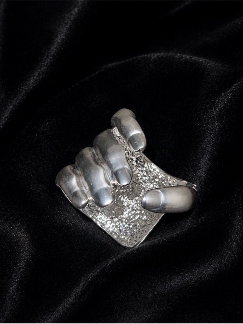 Silver Sculptural Cuff Bracelet
- Statement Jewelry